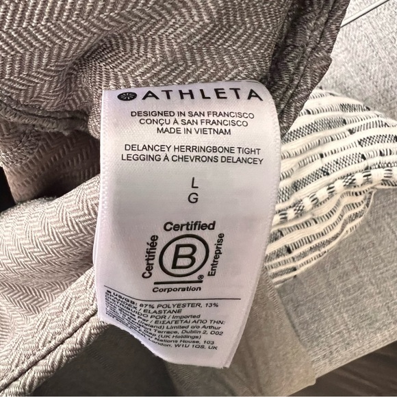 Athleta Delancey Herringbone Tight Tan High-Waisted Leggings size large - Picture 13 of 13